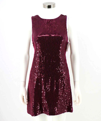 Alice + Olivia NEW Size 4 Kamryn Sequin Cowl Back Dress Purple Mini Party Womens