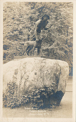 Cooperstown NY * Indian Runner Statue RPPC ca. 1908 * Slotes Studio  Ostego Co.