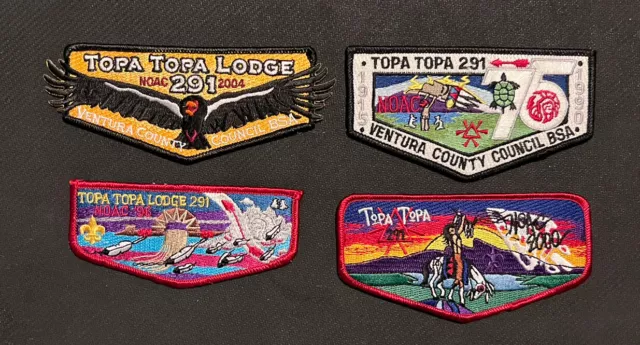 Tops Topa Lodge 291 Flap Lot Of 4 Different OA Order Of The Arrow Patches