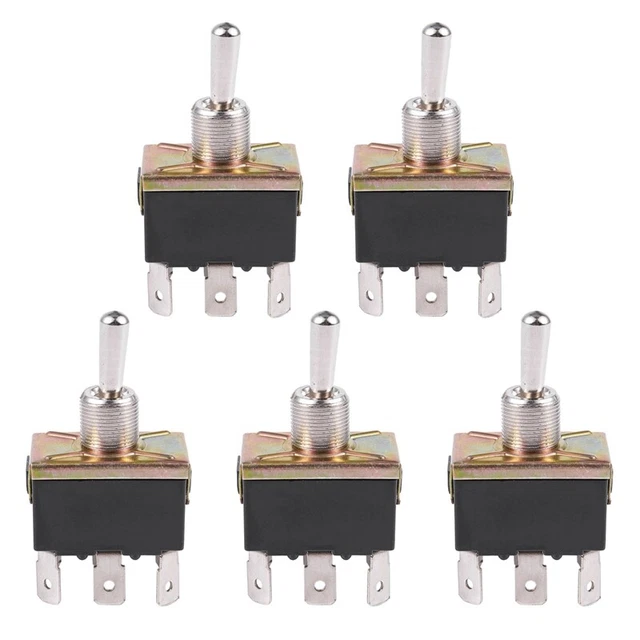5X AC 250V/10A 125V/15A DPDT 3 Position ON/OFF/ON 6 Pins Toggle Switch BlackY4L4