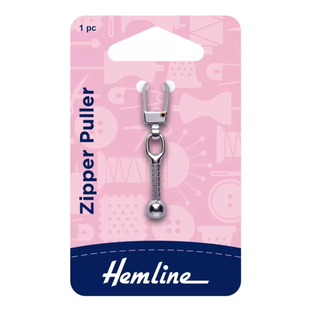 Hemline -Zipper Puller Silver Ball. Attach to Zip, for Easy Open & Close - Pack1