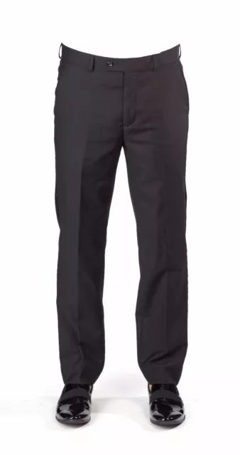 Men's Tailored Slim Fit Black Flat Front Tuxedo Pants Dress Slacks By Azar Man 2