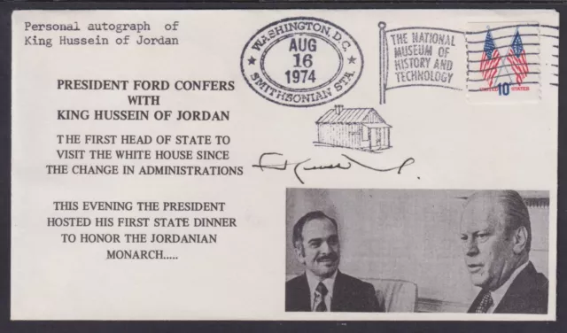 King Hussein of Jordan signed 1974 Special Event Cover, Dinner w/ President Ford