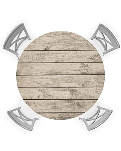 Round Table Cover 55-60 Inch Waterproof Reusable Table Cloth Round Fitted Vin...