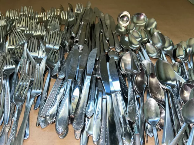 VTG HUGE Lot Mixed Stainless Steel Silverware Flatware Knife Fork Spoon 24 Lbs