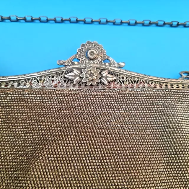 Antique Victorian Ornate Frame Steel Cut Fringed Handbag Purse 3