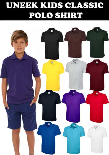 Uneek UC103 Kids Polo Shirt Childrens Classic Polo Shirt School PE Boys Girls