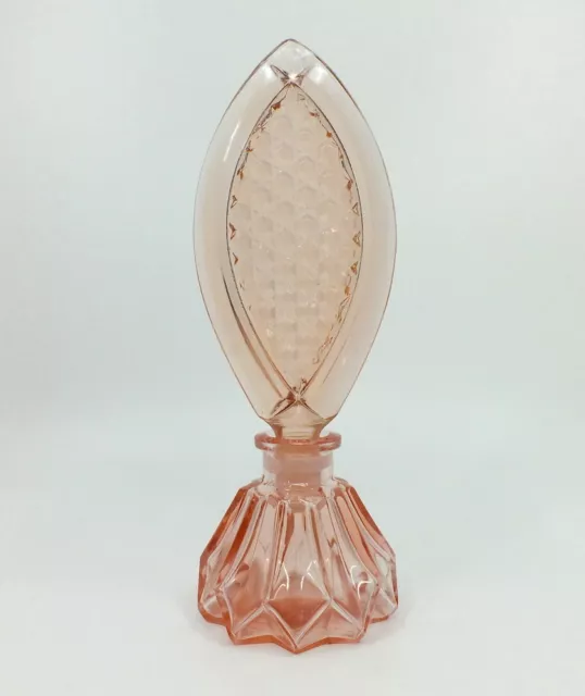 Dekorativer Glas Parfum Flakon · Rosa/lachsfarben · Gablonz/Böhmen 1950er Jahre