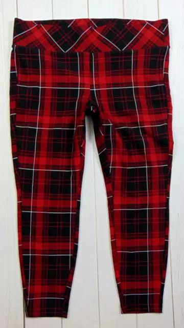 Torrid Pixie Size 2R Skinny Ponte Pull on Pants Legging Plaid Red / Black Women