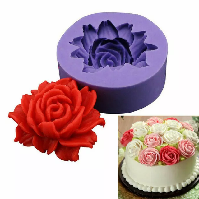 3D Rose Flower Silicone Fondant Cake Mold Chocolate Candy Baking Mould Soap Tool