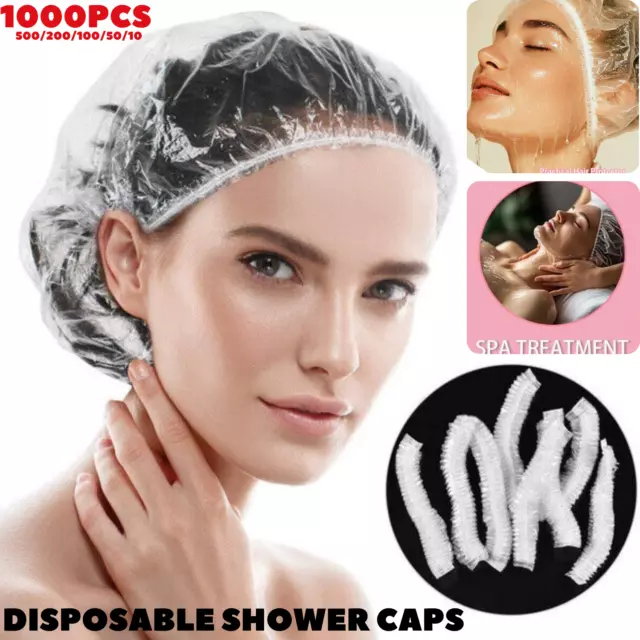 10-1000pcs Disposable Shower Bath Caps Hat Waterproof Clear Hair Free Delivery