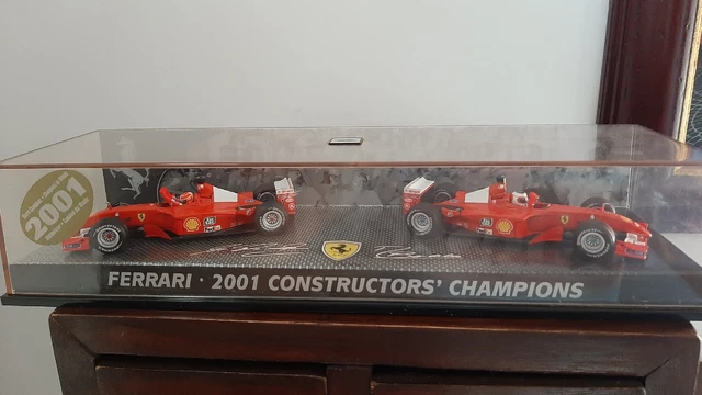 Ferrari F1 2001 World Champion Diorama Schumacher E Barrichello Mattel Nuovo