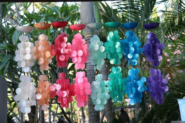 NEW Balinese Capiz Shell Mobile / Wind Chime - MANY COLOURS / Sound GREAT!!