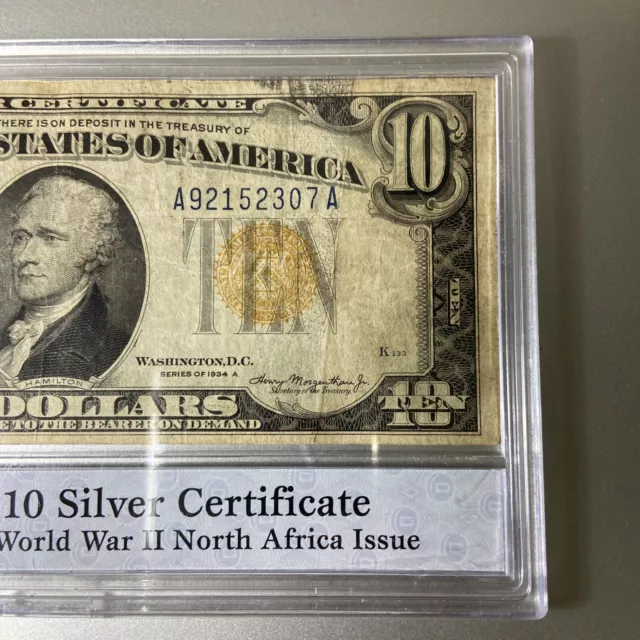 1934 A Series Ten Dollar Silver Certificate Yellow Seal Note 5