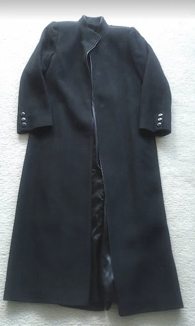 Fleurette soft all-CASHMERE black coat 6 long winter warm toasty leather trim
