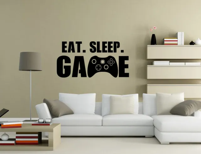 Eat Sleep Game Controller Giochi Citazioni da parete Wall Art Adesivi da parete Regno Unito 50z