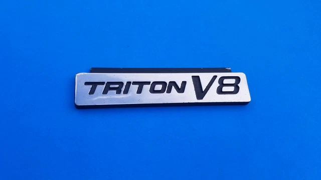 thumbnail image 2 of Ford Triton V8 Fender Badge Set – OEM Genuine, Left & Right, Chrome/Black – F-150 2 of 4