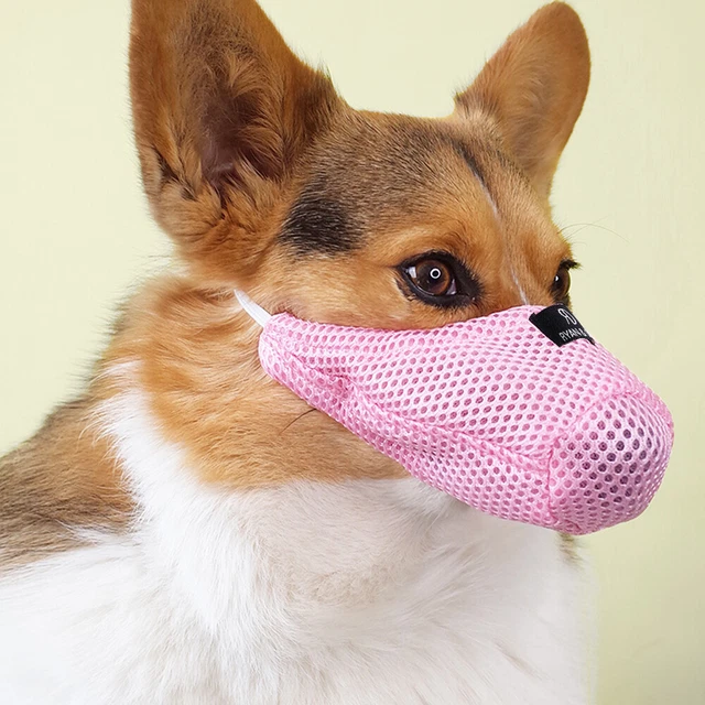 Adjustable Pet Dog Muzzle Soft Mesh Mouth Cover Mask Breathable Anti Bark Bite