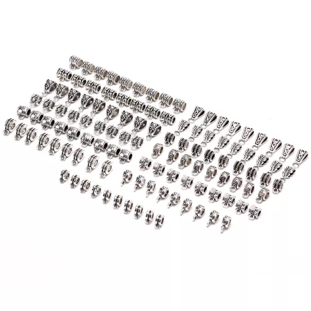 120Pcs Metal Connectors Spacer Beads Bail Tube Beads Charms DIY Jewelry Maki-tz