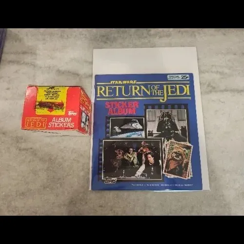 VINTAGE 1983 Topps Star Wars Return of the Jedi Sticker Box Sealed+ Album Unused