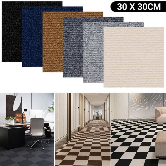 1-100x Carpet Tiles Commercial Retail Office Premium Flooring Self Adhesive 2023