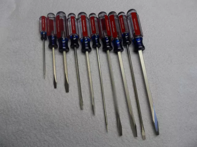 Craftsman Slotted Screwdriver Set, made in USA (1/8 - 5/16, 4"-9") - 10 pcs