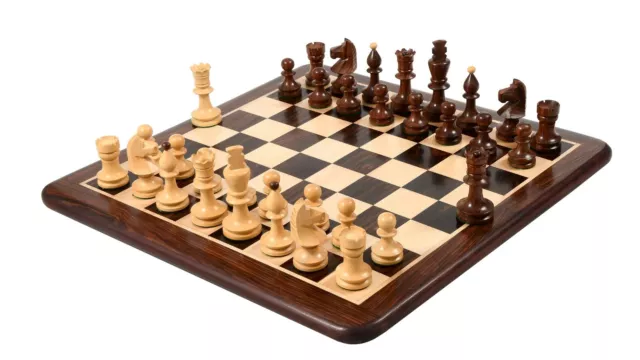 Combo of Romanian-Hungarian Chess Pieces in Rosewood & Boxwood with Chess Board
