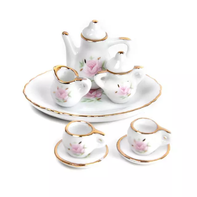 8pcs Maison De Poupée Miniature Salle à Manger Vaisselle Porcelaine Service à