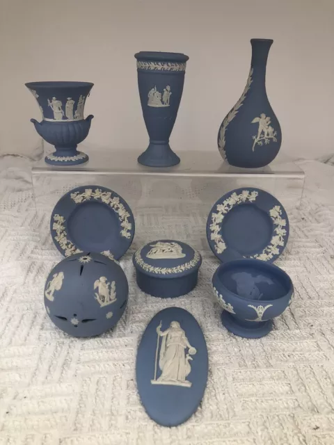 wedgwood jasper ware white on Pale Blue job lot Of 9 Quality Items
