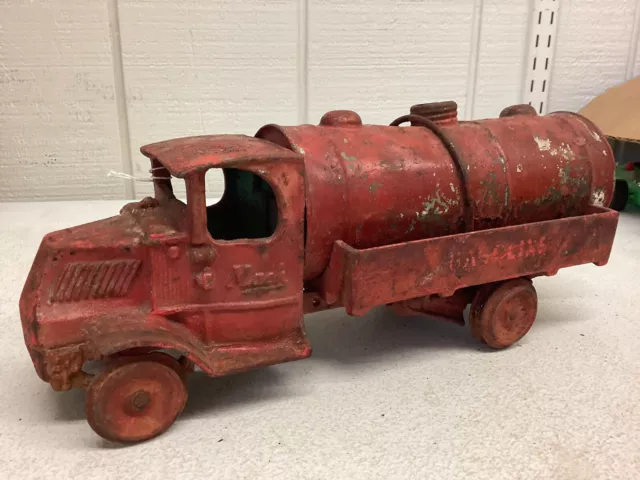 Large Cast Iron Mack Gasoline Tanker Truck By Arcade 13 Inch Long! L@@K!