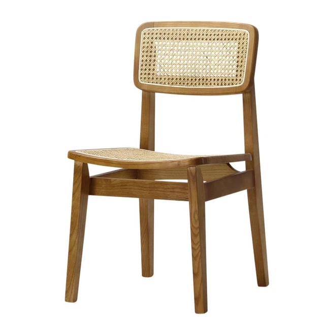Katrina Dining Chair C Style Natural Cane Rattan Seat and Back Brown Elm Base