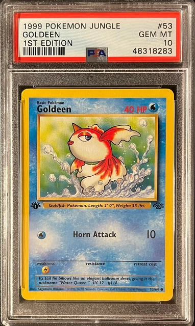 1st Edition Jungle Goldeen Pokemon Card None Holo PSA 10 Gem Mint