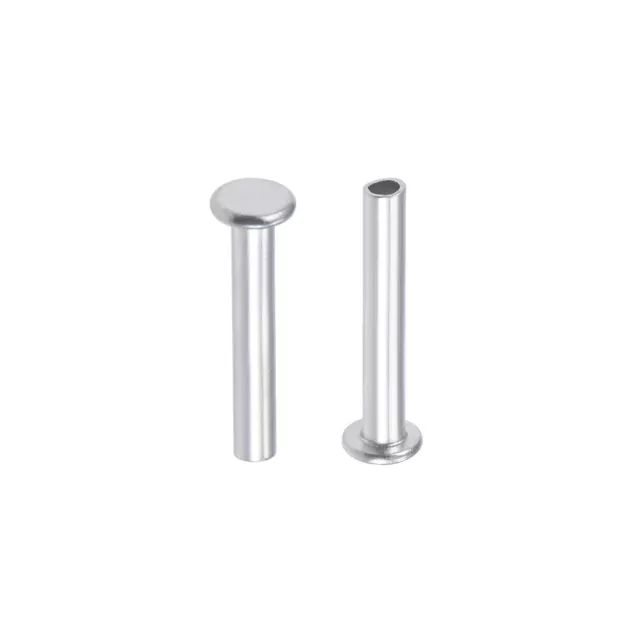 100Pcs M2.5x16mm Aluminium Tête plate Semi-tubulaire Rivets Argenté