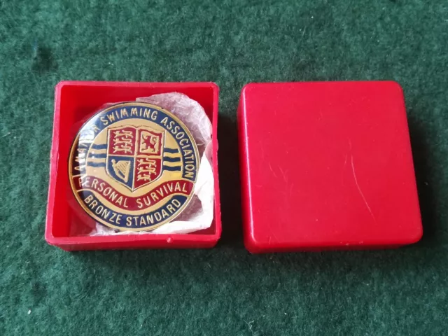 Amateur Swimming Association Personal Survival Bronze Award Boxed Old Badge.