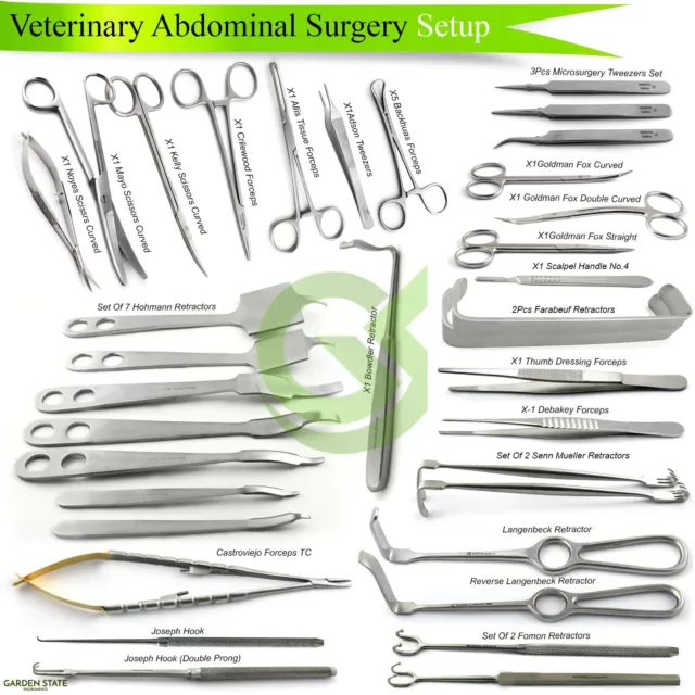 Veterinary Abdominal Surgical Instruments Retractor Scissors General Surgery Set