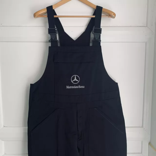 Mercedes Benz Overalls Dungarees XXL Black Embroidered Logo Pockets Mechanic