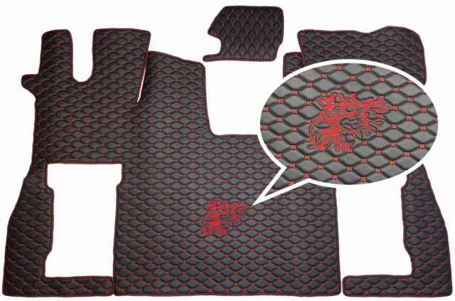 Tapis de sol camion Scania S avec broderie (noir et rouge)