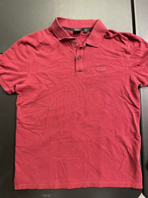 Boss Hugo Boss Shirt Mens Large Red Casual Polo Golf Preppy Pima Cotton 5