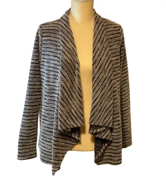 Tommy Hilfiger Women's Open Front Draped Tweed Navy White Cardigan NWT - Size M