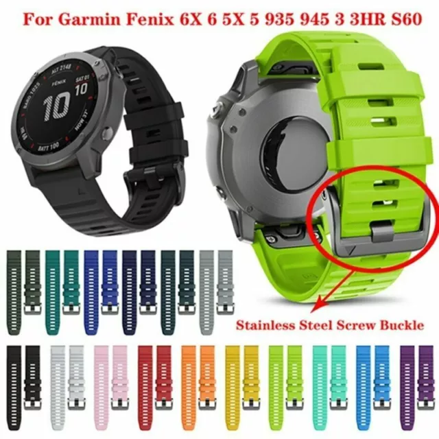 QuickFit Silicone Watch Band Strap For Garmin Fenix 6 6X Pro 5 5X 7 7X 3HR 965