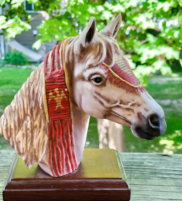 Arapaho Tribal Pony Native American Horse Bust Signed By Gregory Perillo
