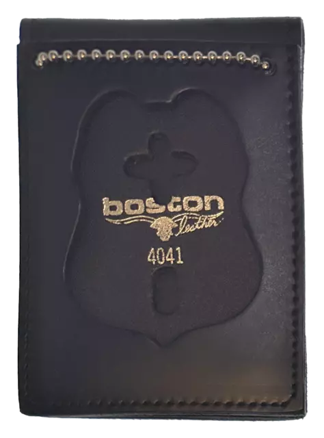 BOSTON LEATHER CUSTOM BADGE CUTOUT / ID HOLDER NECK CHAIN: Transportation Sec...