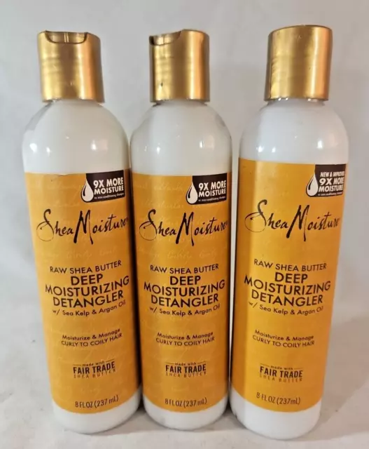 (Lot of 3) SheaMoisture Raw Shea Butter Deep Moisturizing Detangler 8 fl oz Each