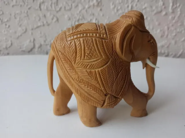 Small Hand Carved Wooden Elephant.
