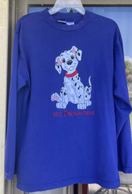 Vintage Disney Store 101 Dalmatians Embroidered Dalmatian L S Shirt Size M(32)