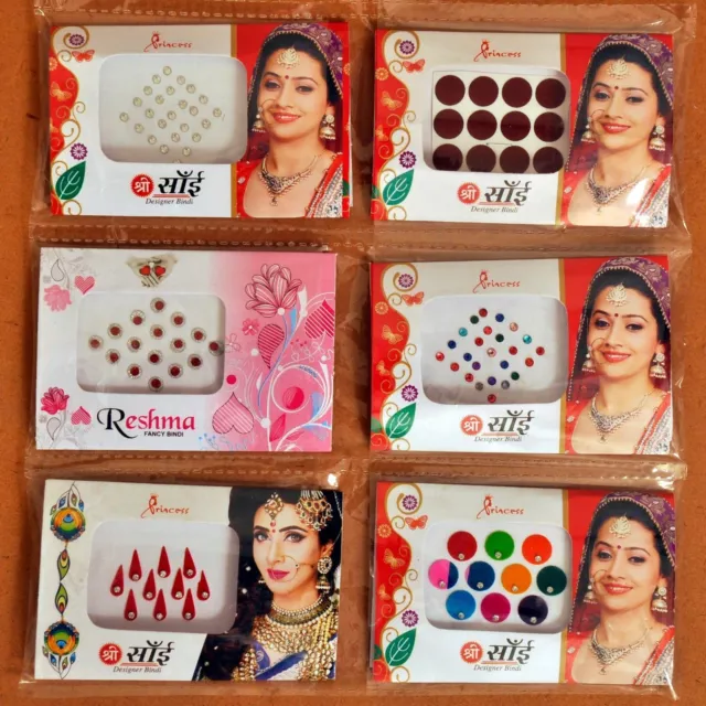 Pack 6 Bunt Bindi Menge Von Verschiedene Stirn Tattoos Sticker für Damen