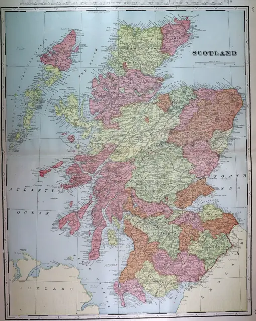 Old Authentic 1902 Cram Atlas Map ~ SCOTLAND ~ (XXL18x26) #1359