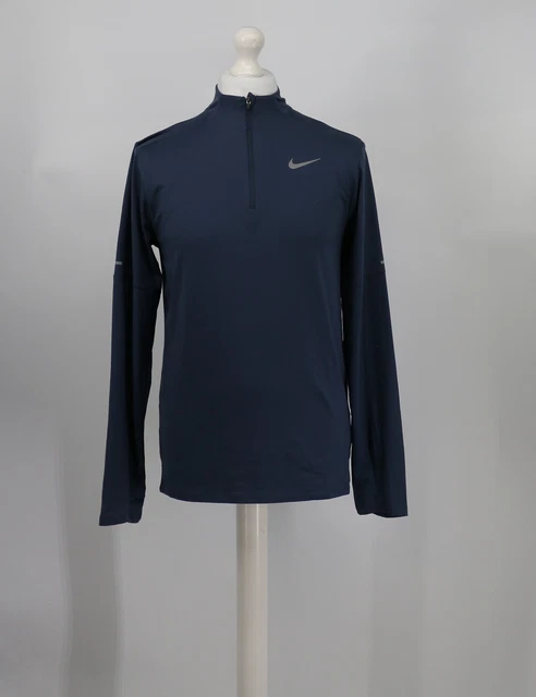 Top Da Corsa Nike Dri Fit Element 1/2 Zip Da Uomo Blu Leggero Rrp £50 Hh