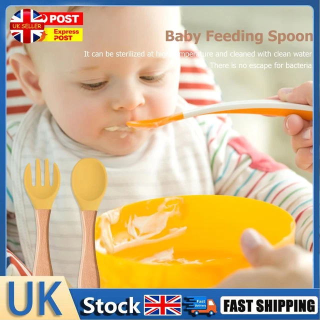 Baby Wooden Silicone Feeding Spoon Toddlers BPA-free Tableware (28) Hot
