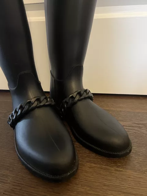 Givenchy Eva Black Chain Rubber Rain boots Boots Size 37 in Box 3